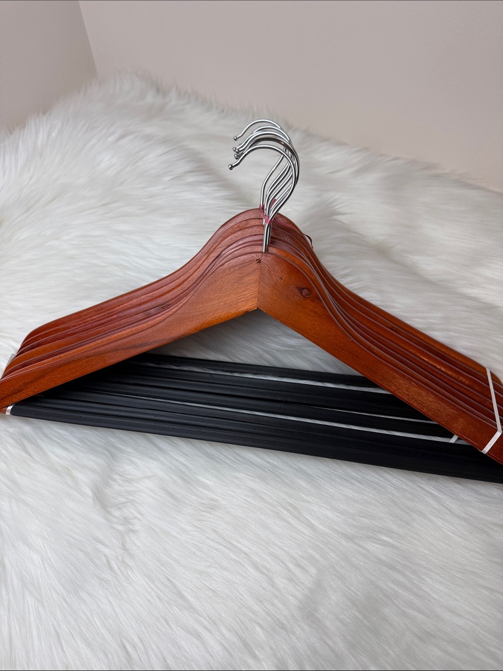 Brookstone Wooden Suit Hangers with Chrome Swivel Hooks - Set of 7
